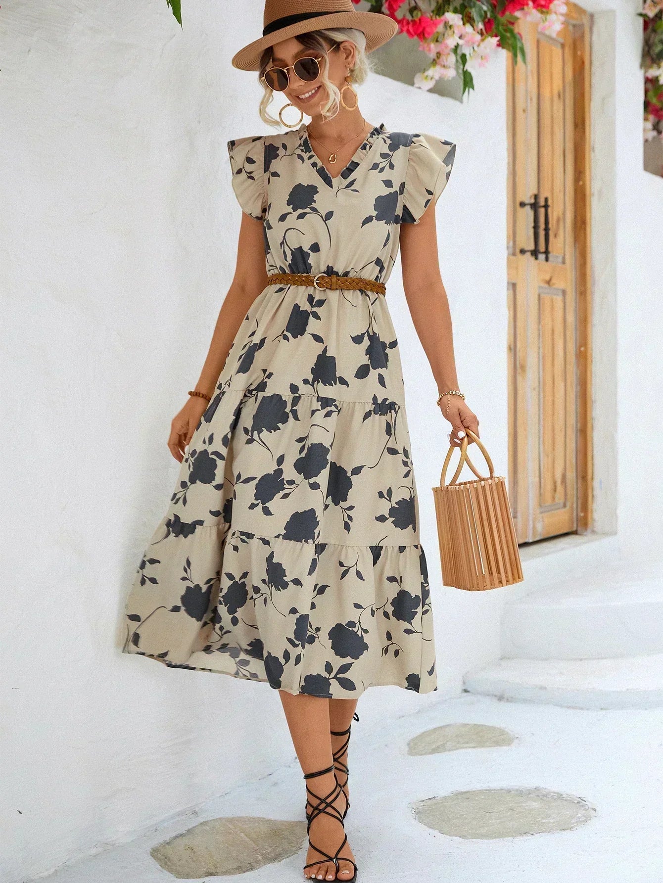 Yoselin® | Elegantes Sommerkleid mit Blumendruck