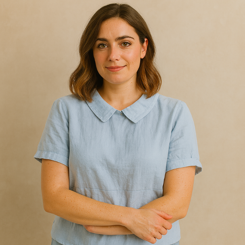 Damen Bluse Kurzarm mit Bubikragen