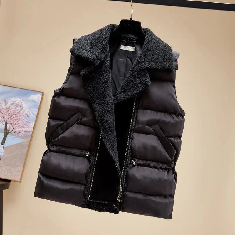 ChicCozy | Warme Raffinesse, Die Luxuriöse Lamswoll-Patchwork Damenweste