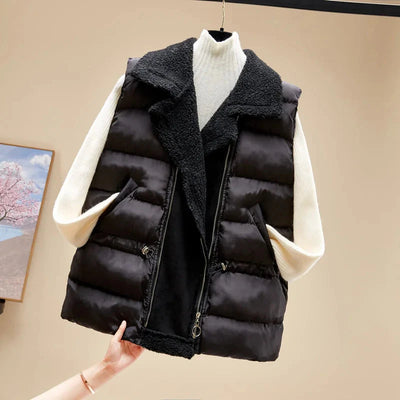 ChicCozy | Warme Raffinesse, Die Luxuriöse Lamswoll-Patchwork Damenweste