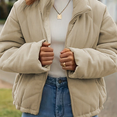Courtney | Warm und Vielseitig, Einfache Corduroy Jacke mit Reißverschluss