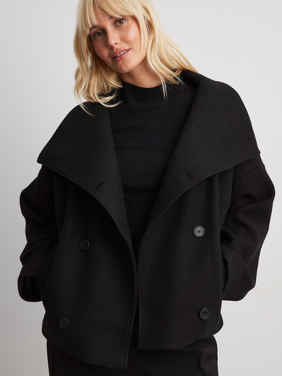 Damenjacke mit Doppelverschluss und Schalkragen für Herbst und Winter