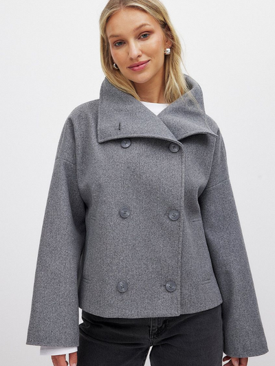 Damenjacke mit Doppelverschluss und Schalkragen für Herbst und Winter