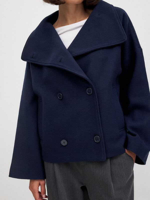 Damenjacke mit Doppelverschluss und Schalkragen für Herbst und Winter
