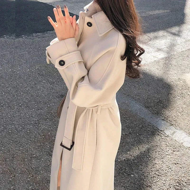 Elisa | Stilvolle Taillengürtel und eine Verdickte Lange Jacke für die Perfekte All-Match mode