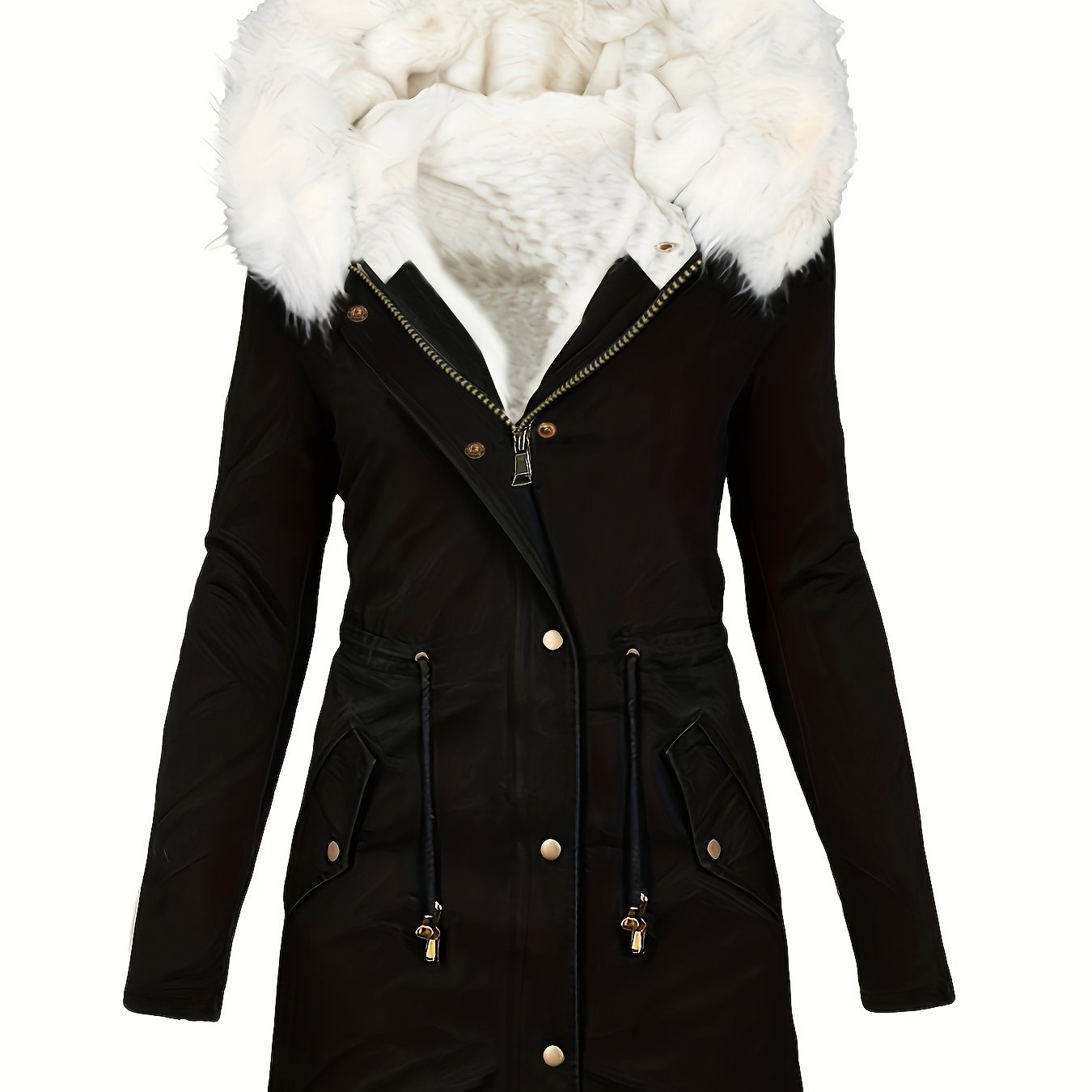 Emilia | Stylischer Thermomantel mit Kunstpelzkapuze für ultimativen Winter-Chic