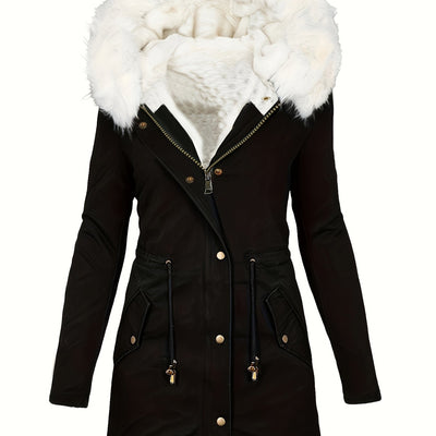 Emilia | Stylischer Thermomantel mit Kunstpelzkapuze für ultimativen Winter-Chic