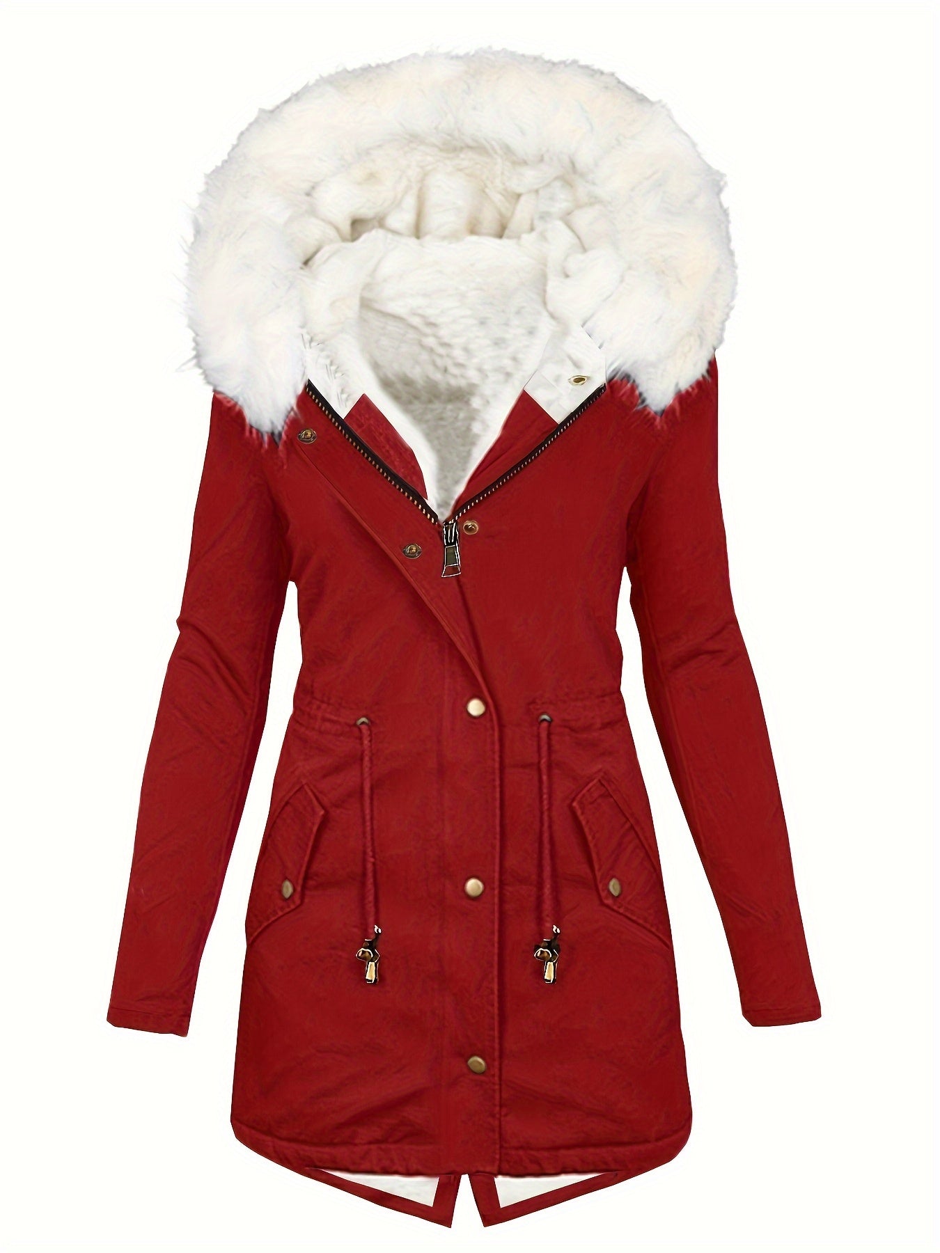 Emilia | Stylischer Thermomantel mit Kunstpelzkapuze für ultimativen Winter-Chic