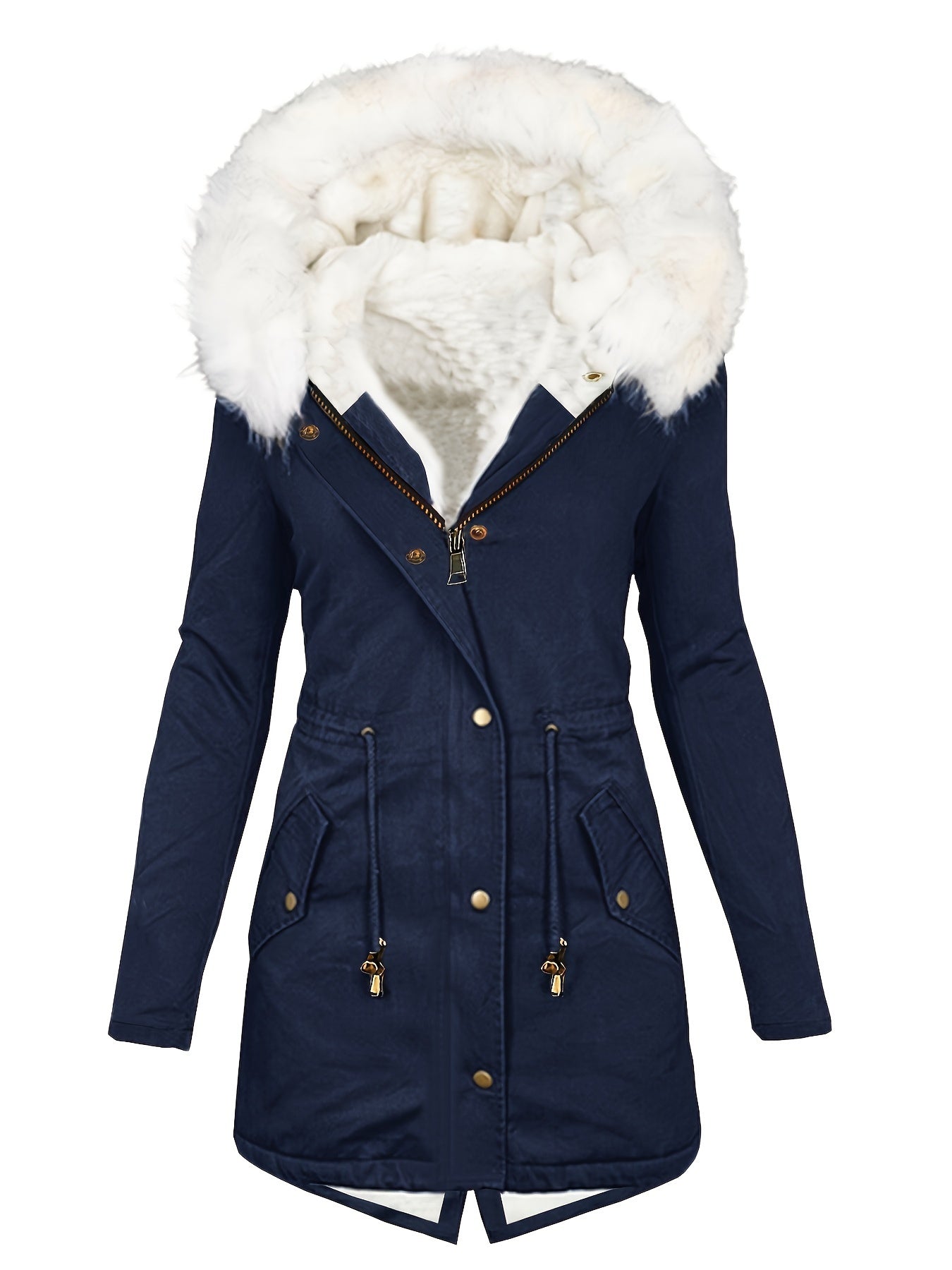 Emilia | Stylischer Thermomantel mit Kunstpelzkapuze für ultimativen Winter-Chic