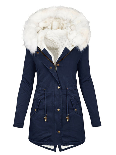 Emilia | Stylischer Thermomantel mit Kunstpelzkapuze für ultimativen Winter-Chic