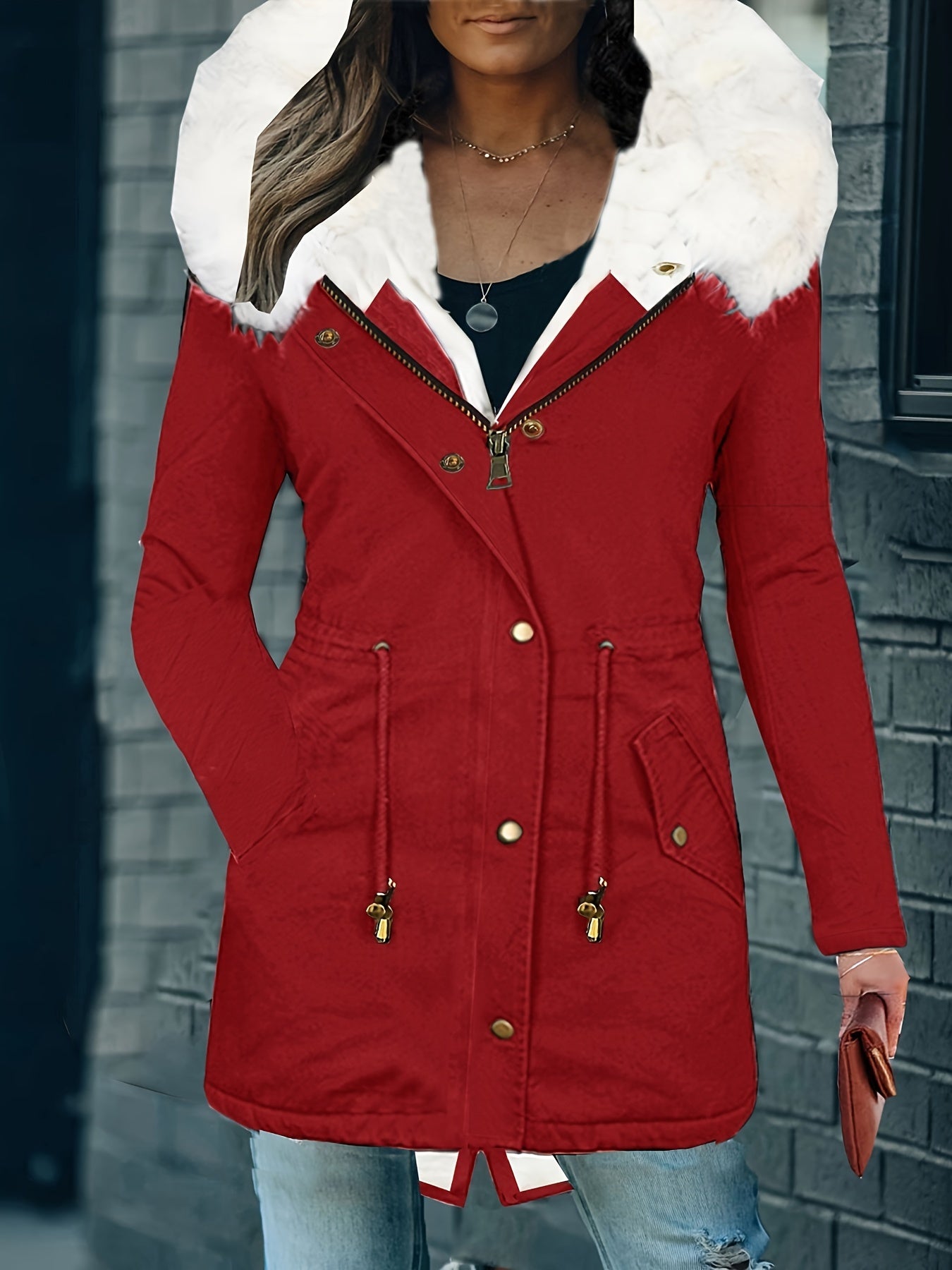 Emilia | Stylischer Thermomantel mit Kunstpelzkapuze für ultimativen Winter-Chic