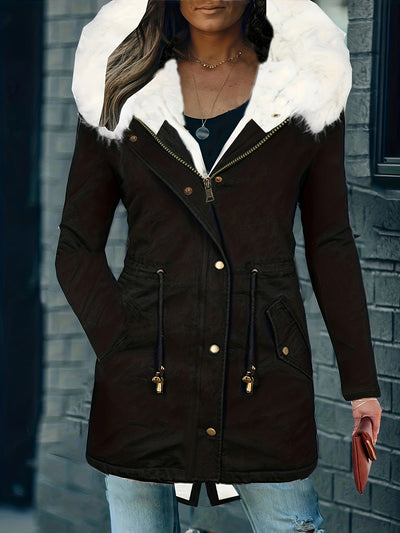 Emilia | Stylischer Thermomantel mit Kunstpelzkapuze für ultimativen Winter-Chic