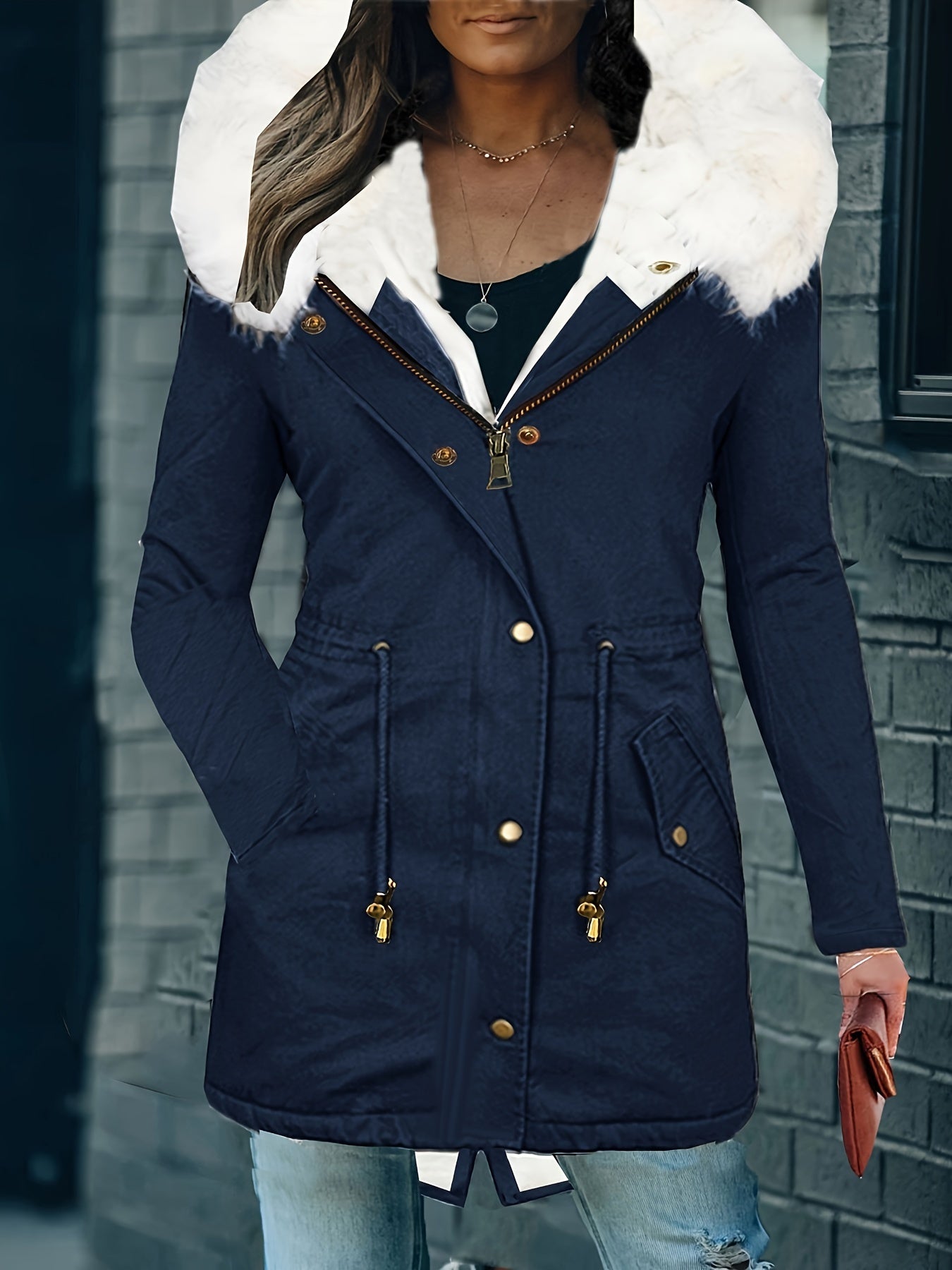 Emilia | Stylischer Thermomantel mit Kunstpelzkapuze für ultimativen Winter-Chic