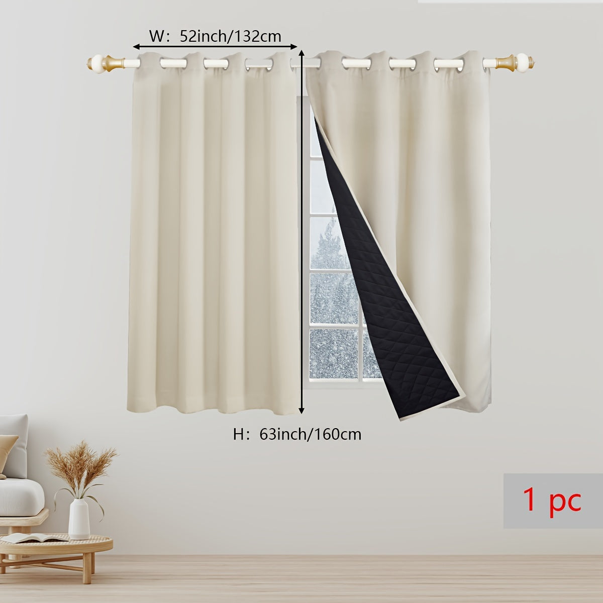 EternalWarmth | Erhöhen Sie Ihren Raum mit luxuriösen 1-Panel-Wärmeisolationsvorhängen
