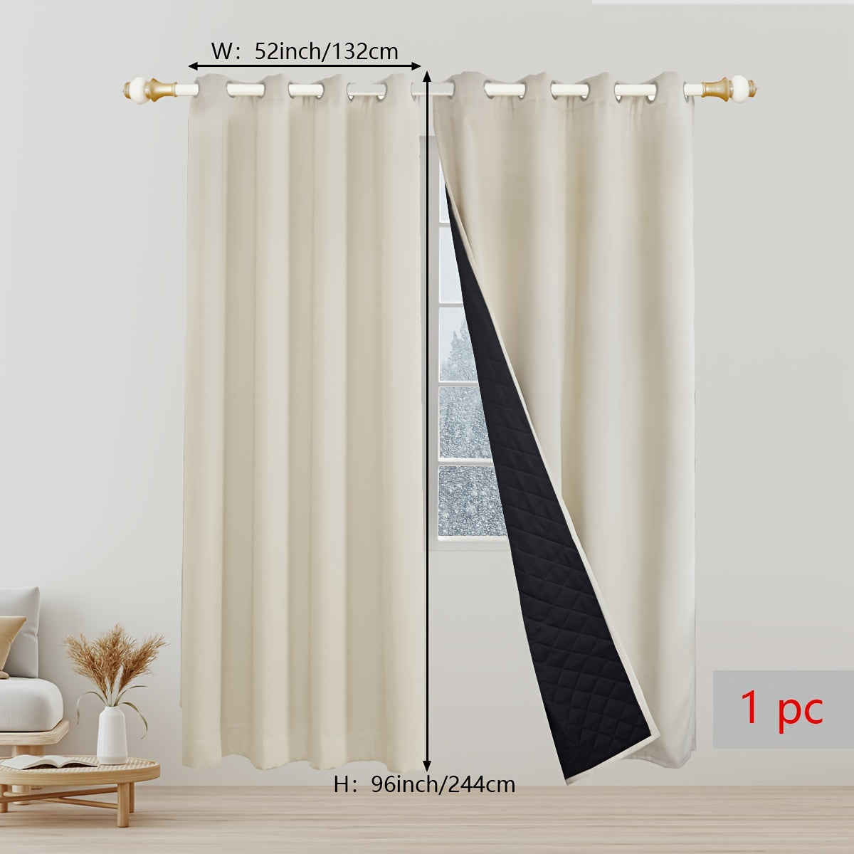 EternalWarmth | Erhöhen Sie Ihren Raum mit luxuriösen 1-Panel-Wärmeisolationsvorhängen
