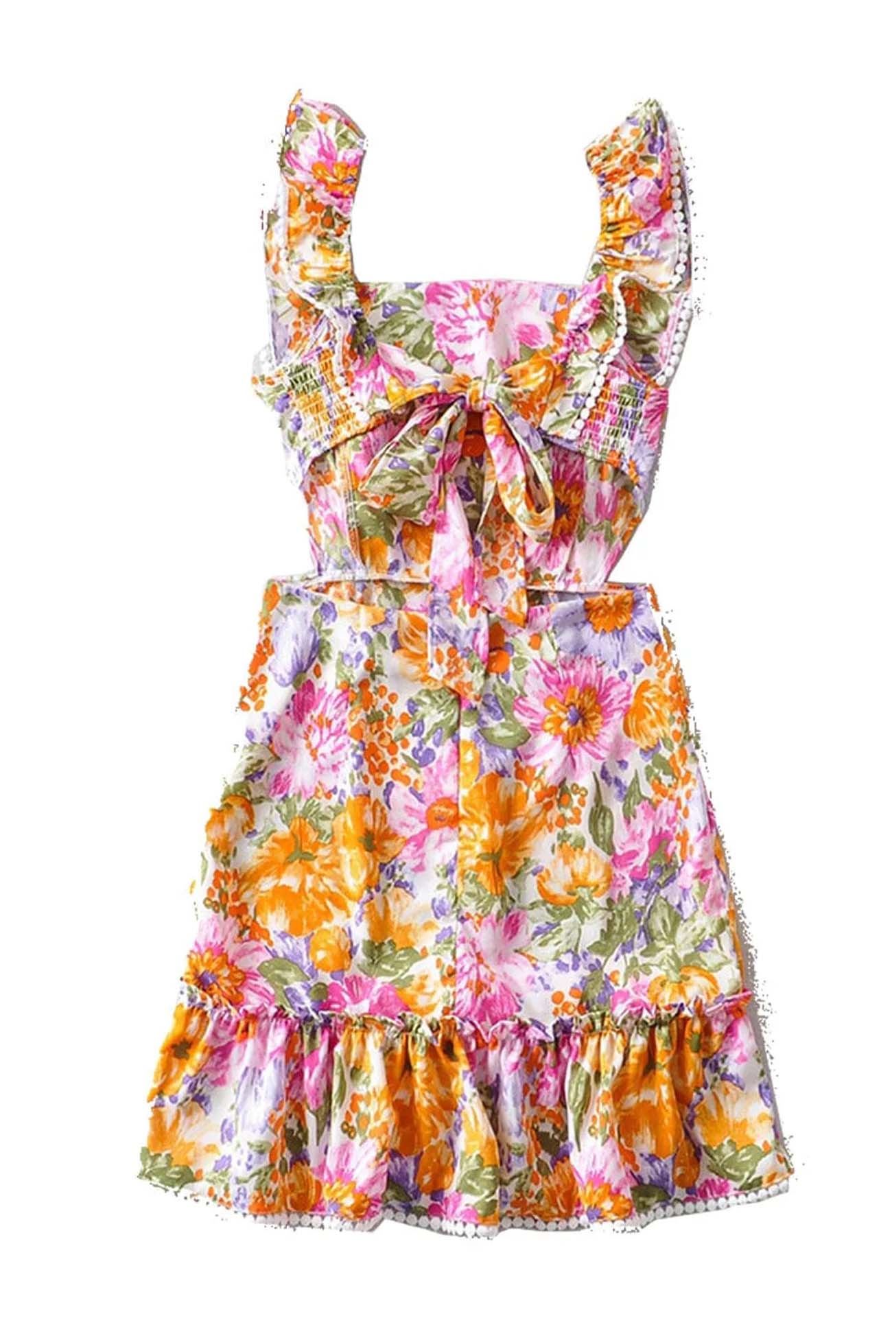 Wilda® | Blumenkleid mit Rüschen und Raffung am Rücken
