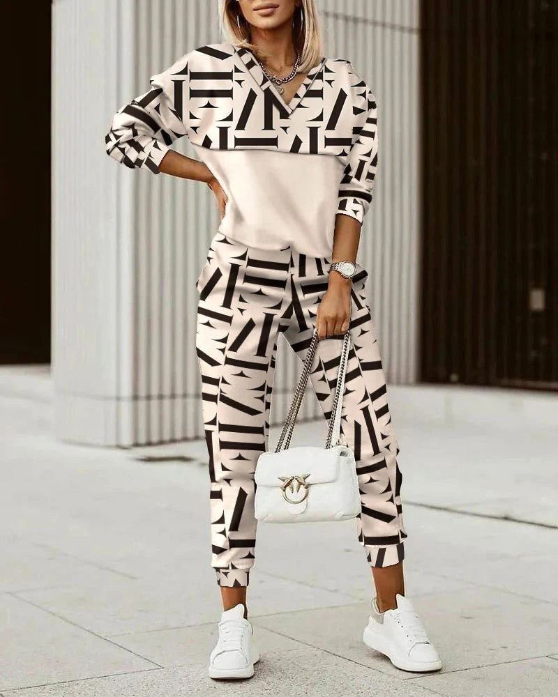 Glamorous Kerstin | Alluring Checkered Zweiteiliges Set für mühelose Eleganz