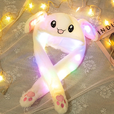 GlowBunny Bliss | LED leuchtende Plüschhasenmütze mit animierten Ohren - ein festliches Wunderwerk