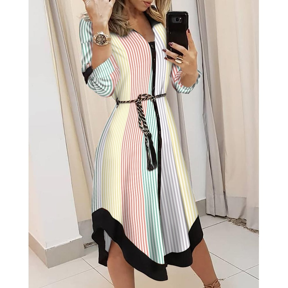 Rosario® | Langärmliges Kleid mit Welleneffekt