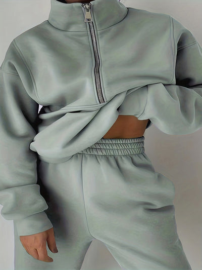 Hannah | Zweiteiliges Set für Frauen - bequemes Sweatshirt mit Reißverschluss + Trainingshosen