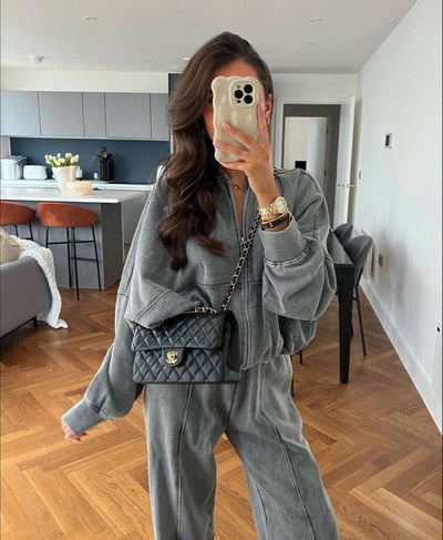 Zweiteiliges Sweat-Set | Reißverschlussjacke | Lässiger Stil