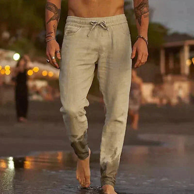 Leinenhosen - Elastische Taille mit Geradem Bein Sommerhosen für Männer