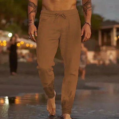 Leinenhosen - Elastische Taille mit Geradem Bein Sommerhosen für Männer