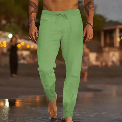 Leinenhosen - Elastische Taille mit Geradem Bein Sommerhosen für Männer