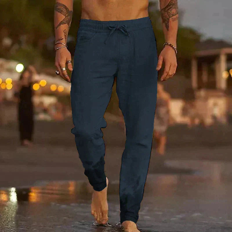 Leinenhosen - Elastische Taille mit Geradem Bein Sommerhosen für Männer