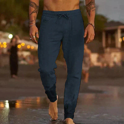 Leinenhosen - Elastische Taille mit Geradem Bein Sommerhosen für Männer