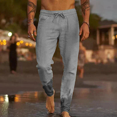 Leinenhosen - Elastische Taille mit Geradem Bein Sommerhosen für Männer