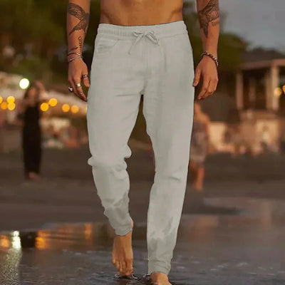 Leinenhosen - Elastische Taille mit Geradem Bein Sommerhosen für Männer