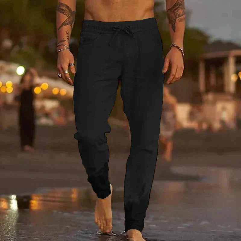 Leinenhosen - Elastische Taille mit Geradem Bein Sommerhosen für Männer
