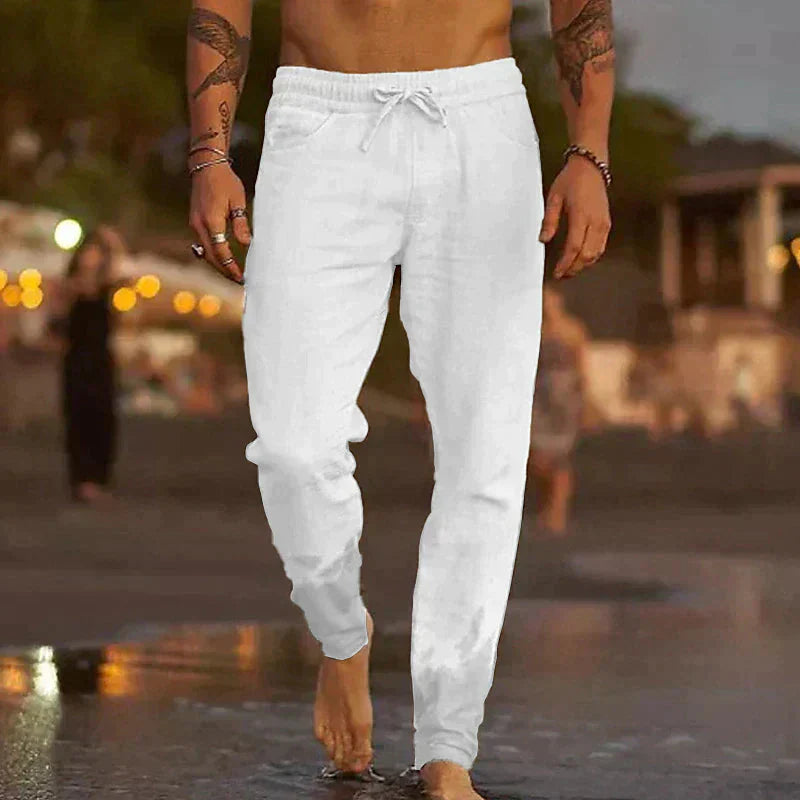 Leinenhosen - Elastische Taille mit Geradem Bein Sommerhosen für Männer