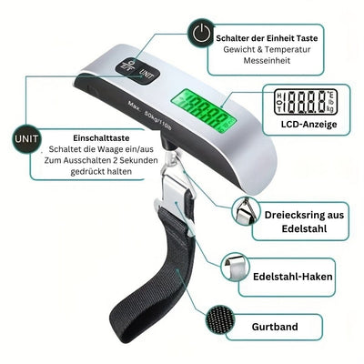 LuminaWeigh | Erhöhen Sie Ihre Reise mit der ultimativen 110lb/50kg Digitalen Reisewaage