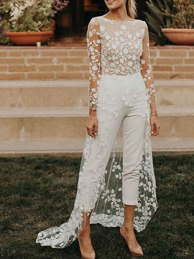 Weißer Braut-Jumpsuit | Elegante