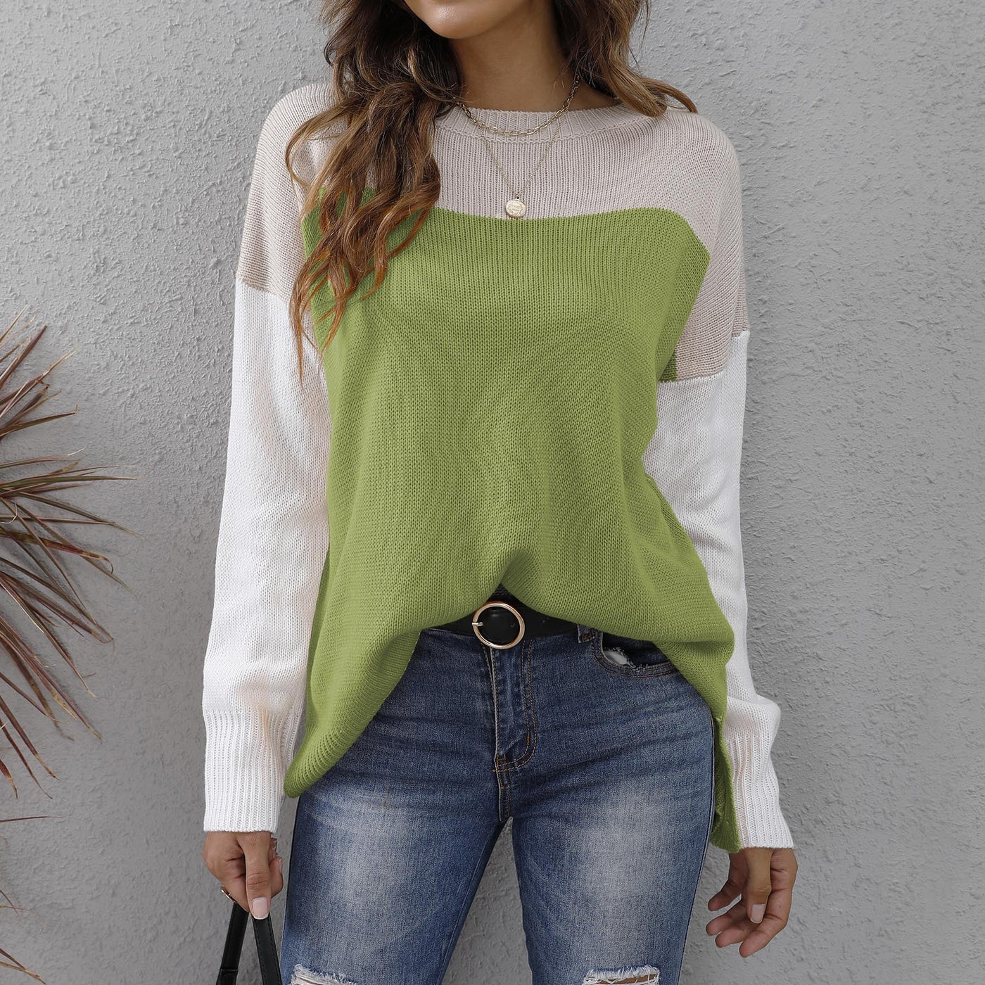 Zweifarbiger Pullover für Damen