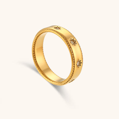 18K vergoldeter Retro Zirkon Stern Ring