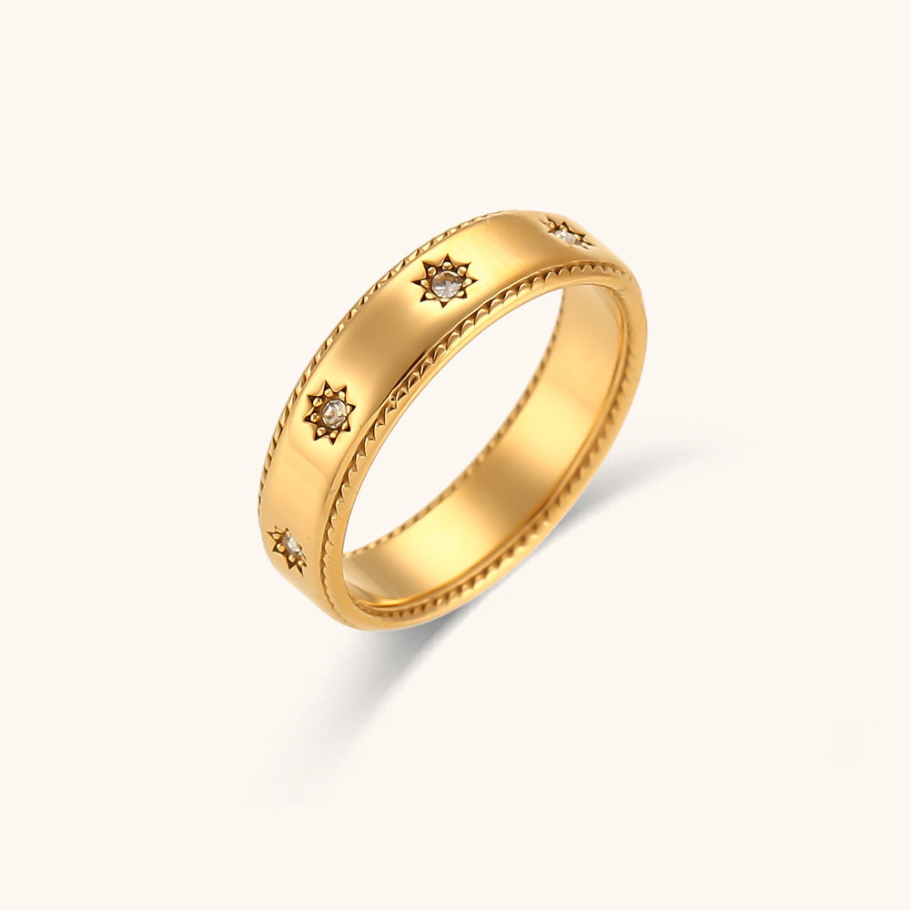 18K vergoldeter Retro Zirkon Stern Ring