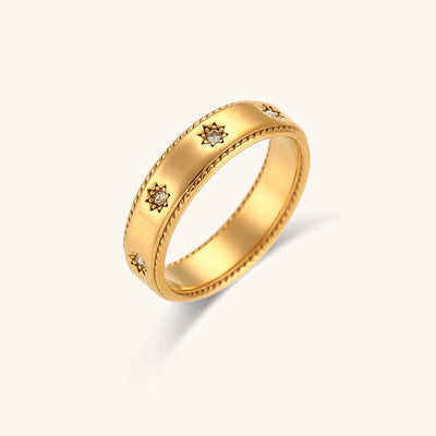18K vergoldeter Retro Zirkon Stern Ring