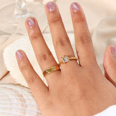 18K vergoldeter Retro Zirkon Stern Ring
