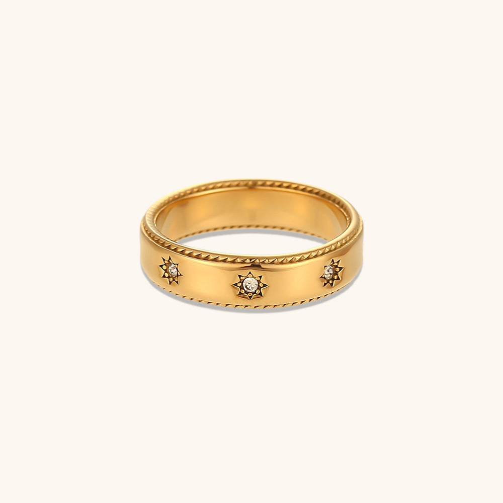 18K vergoldeter Retro Zirkon Stern Ring