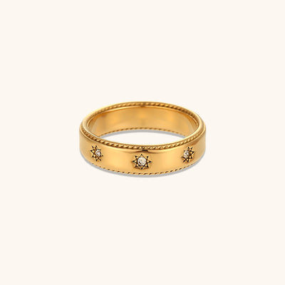 18K vergoldeter Retro Zirkon Stern Ring