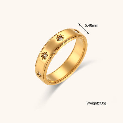 18K vergoldeter Retro Zirkon Stern Ring