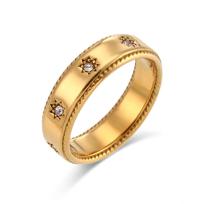 18K vergoldeter Retro Zirkon Stern Ring