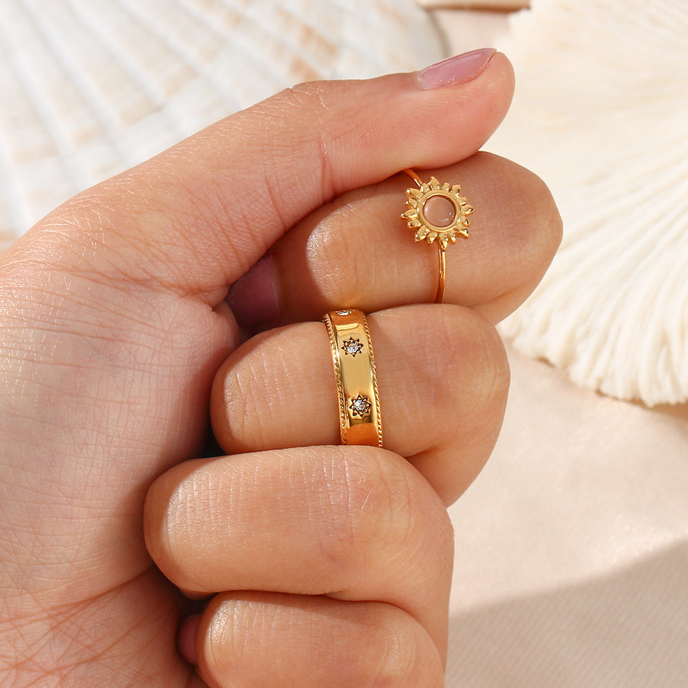 18K vergoldeter Retro Zirkon Stern Ring