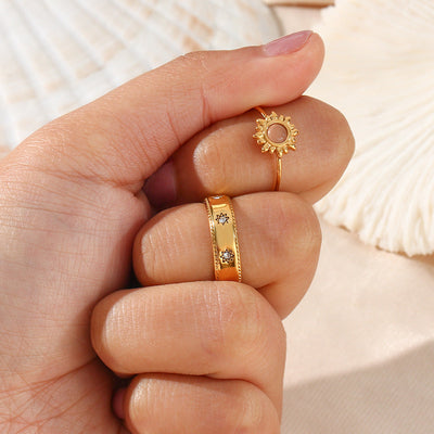 18K vergoldeter Retro Zirkon Stern Ring