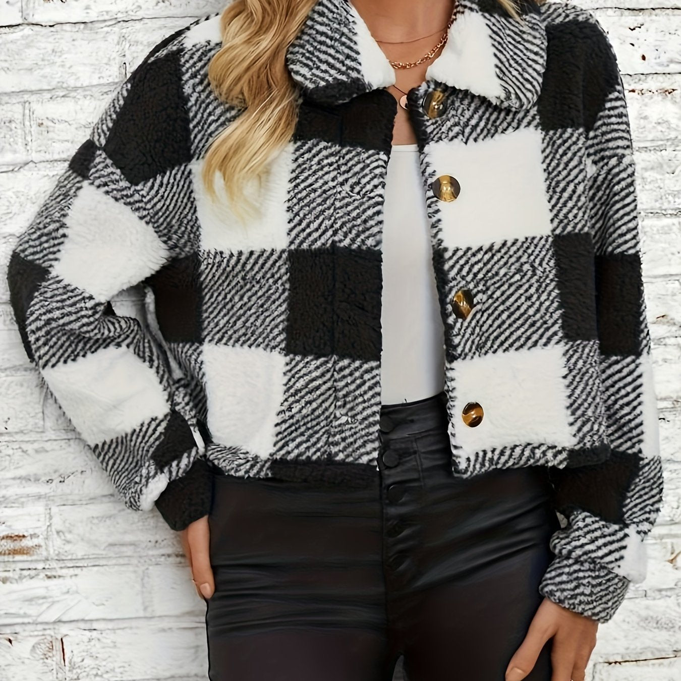 Olivia | Umarmen Sie die Gemütlichkeit mit unserem karierten Teddy-Mantel, Ein Must-Have für den Winter