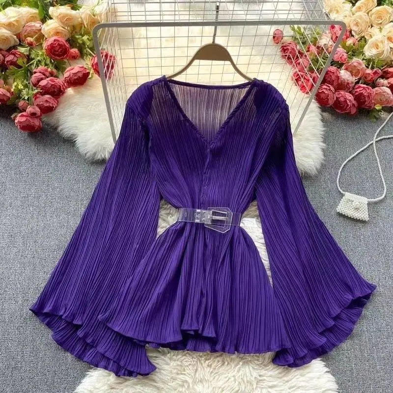 Ida® | Plissierte Chiffonbluse mit ausgestellten Ärmeln