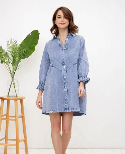 Josefina® | Langes Jeanskleid mit langen Ärmeln, Rosa